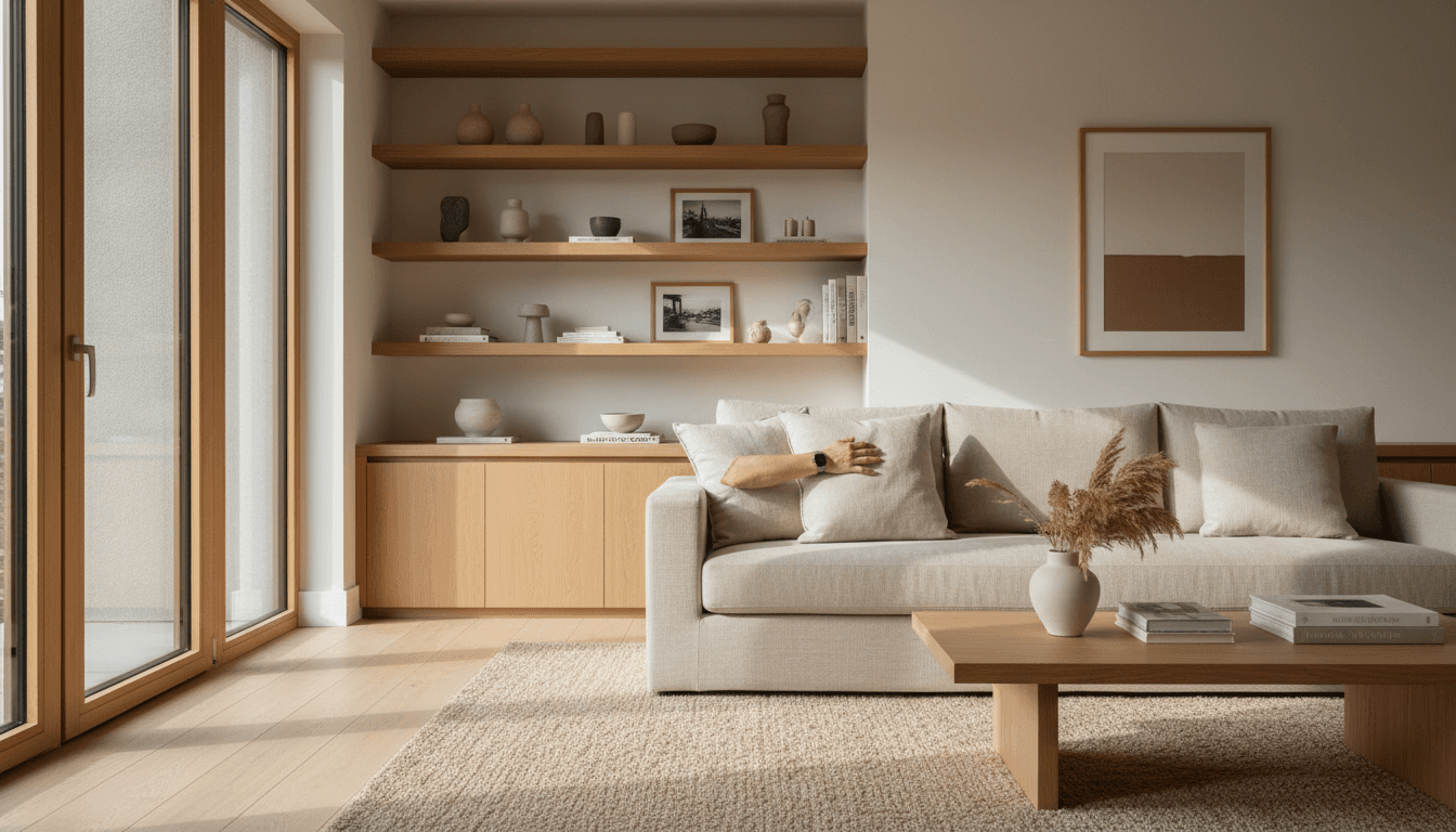 Cozy living room with preserved period moldings
