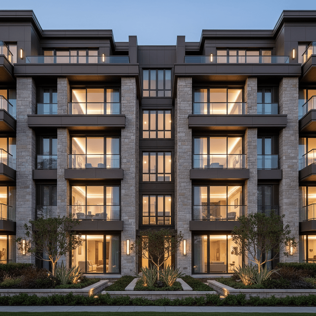 Elegant historic apartment building facade in Budapest in warm afternoon light