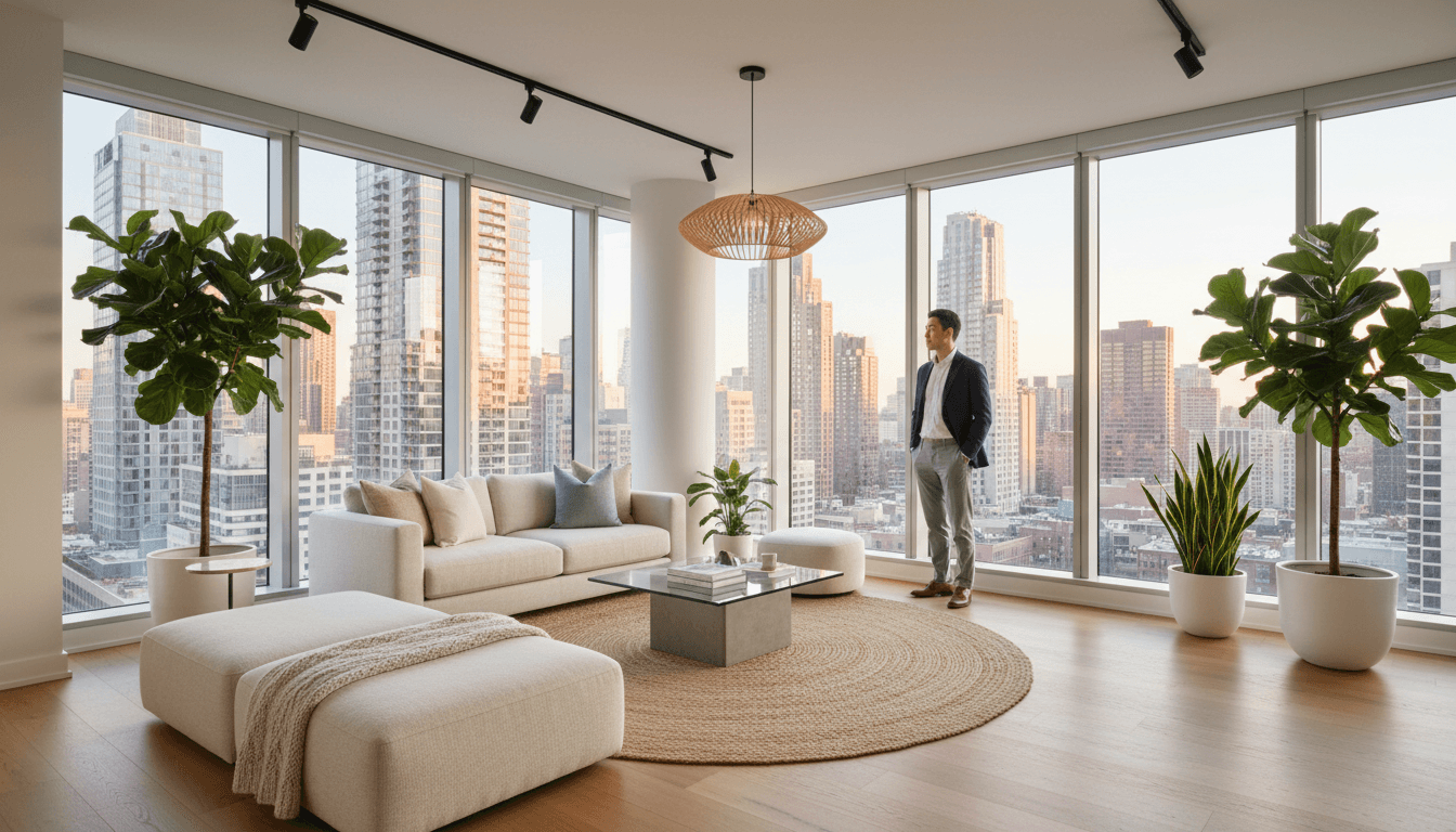 Sunlit balcony with a view over the rooftops